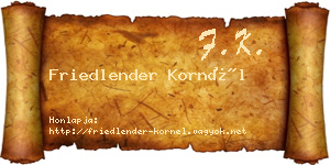 Friedlender Kornél névjegykártya